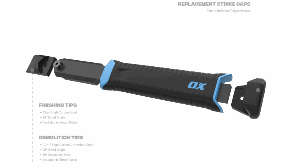 Glass Chisel Replaceable Tip Chisel - OX Tools Australia