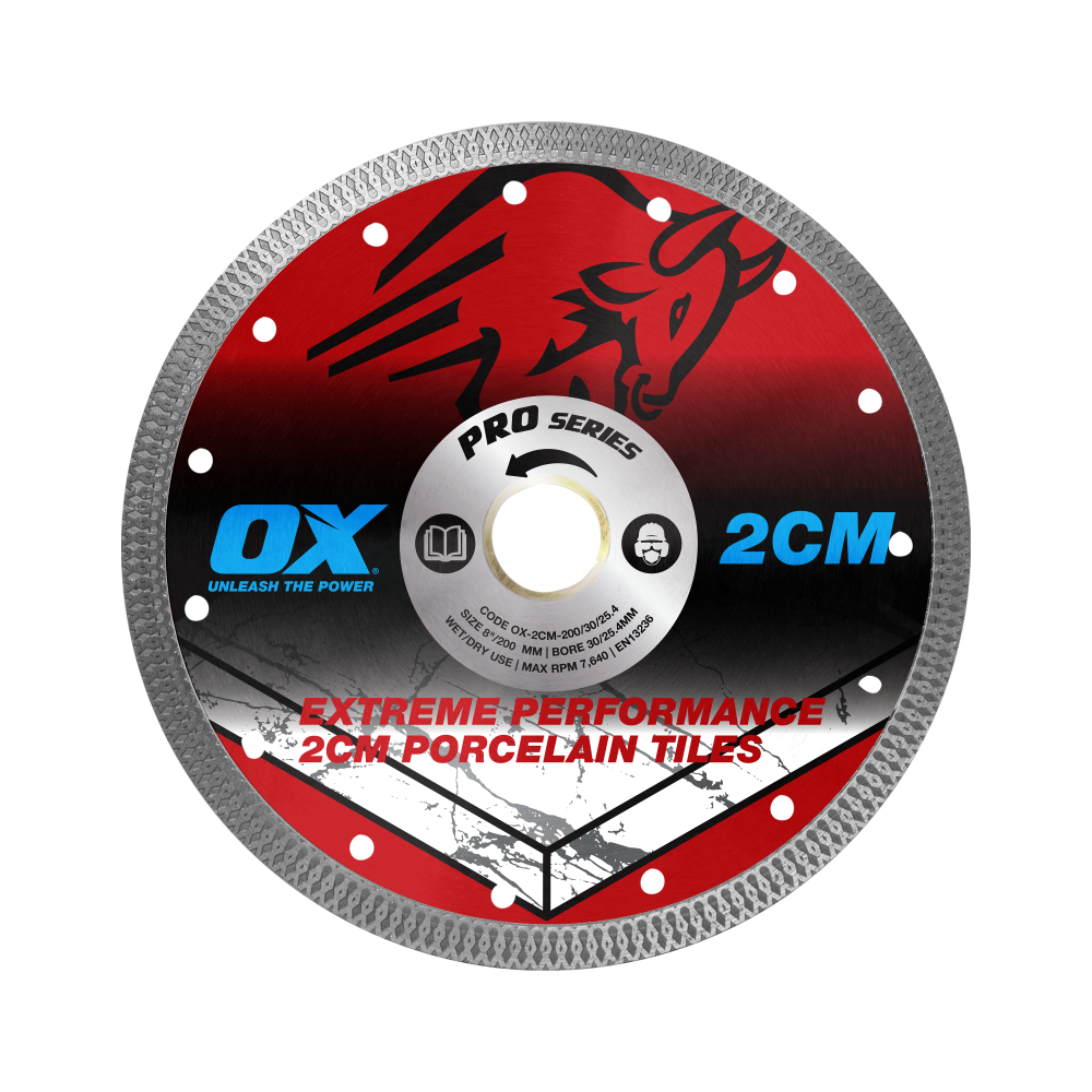 OX Pro 2CM Porcelain Cutting Blade - 200/30/25.4mm
