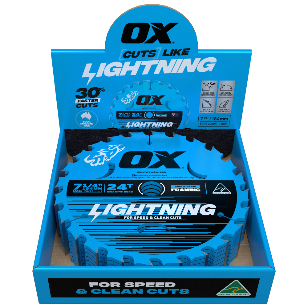OX Pro Lightning 184mm (7-1/4-Inch) 24-Tooth Circular Saw Blade| 10 Pack Bulk Value