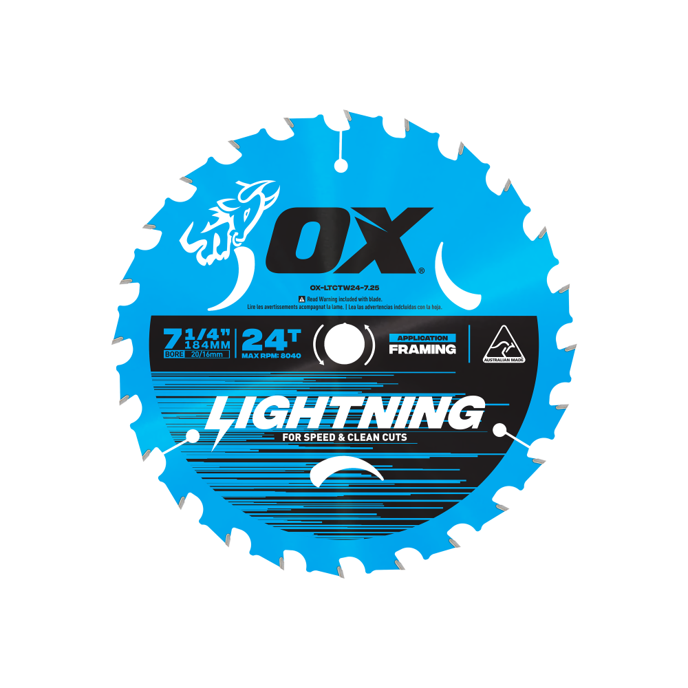 OX Pro Lightning 184mm (7-1/4-Inch) Circular Saw Blade | 24-Tooth
