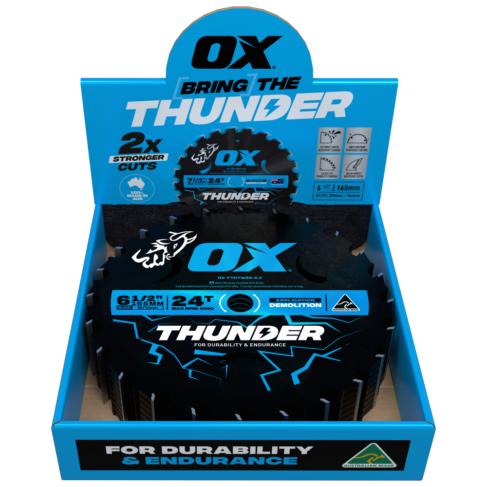 OX Pro Thunder 165mm (6-1/2-Inch) Circular Saw Blade 10-Pack | 24T - Bulk