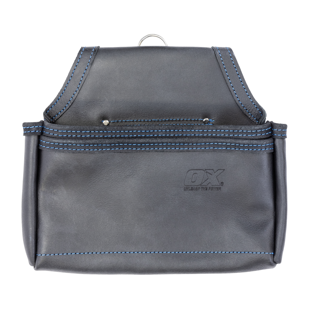 OX Trade Black Leather 2 Pocket Nail Bag