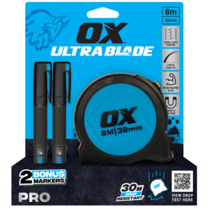 OX Pro Ultrablade Tape 8m & 2pk Black Markers